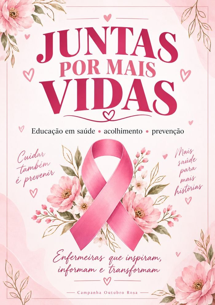 Cartaz Juntas por mais vidas para a campanha de Outubro Rosa